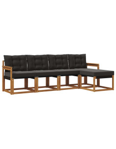 Set di divani con cuscino 5 pcs Naturale e Nero 2
