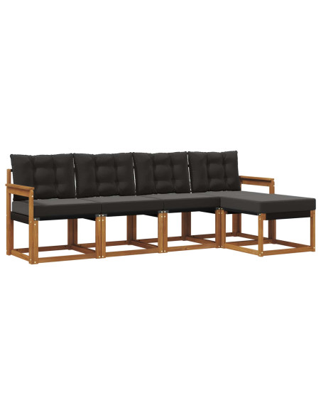 Set di divani con cuscino 5 pcs Naturale e Nero