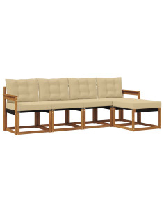 Set di divani con cuscino 5 pcs Naturale e Beige 2