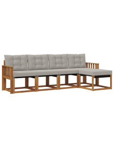 Set di divani con cuscino 5 pcs Grigio Naturale e Chiaro 2