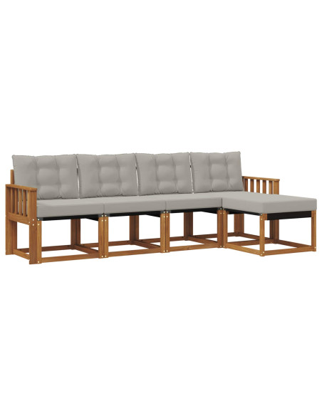 Set di divani con cuscino 5 pcs Grigio Naturale e Chiaro