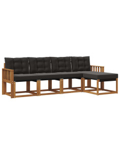 Set di divani con cuscino 5 pcs Naturale e Nero 2