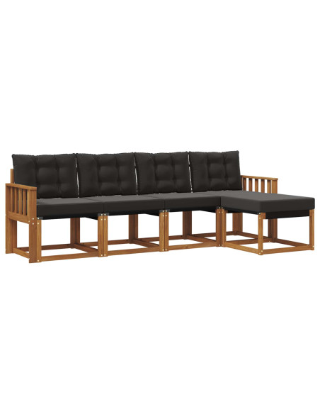 Set di divani con cuscino 5 pcs Naturale e Nero