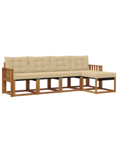 Set di divani con cuscino 5 pcs Naturale e Beige 2