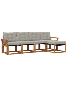 Set di divani con cuscino 5 pcs Grigio Naturale e Chiaro 2
