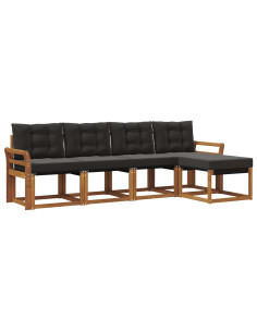 Set di divani con cuscino 5 pcs Naturale e Nero 2