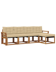Set di divani con cuscino 5 pcs Naturale e Beige 2