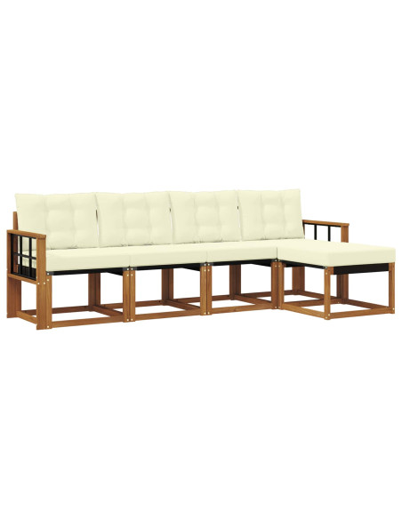 Set di divani con cuscino 5 pcs Naturale e Crema