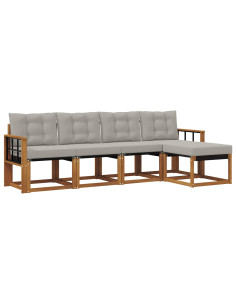 Set di divani con cuscino 5 pcs Grigio Naturale e Chiaro 2