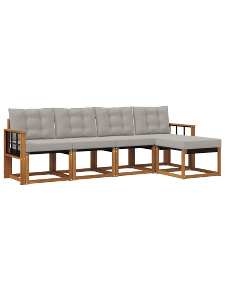 Set di divani con cuscino 5 pcs Grigio Naturale e Chiaro