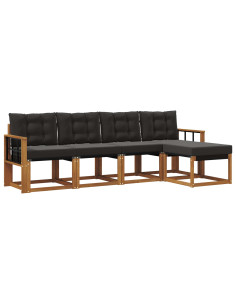 Set di divani con cuscino 5 pcs Naturale e Nero 2