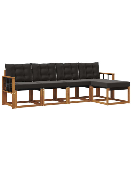 Set di divani con cuscino 5 pcs Naturale e Nero