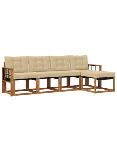 Set di divani con cuscino 5 pcs Naturale e Beige 2