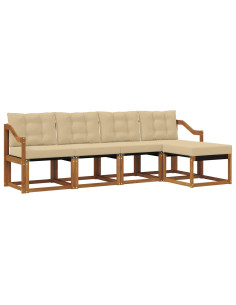 Set di divani con cuscino 5 pcs Naturale e Beige 2