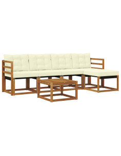 Set di divani con cuscino 6 pcs Naturale e Crema 2
