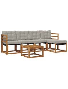 Set di divani con cuscino 6 pcs Grigio Naturale e Chiaro 2