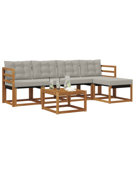 Set di divani con cuscino 6 pcs Grigio Naturale e Chiaro