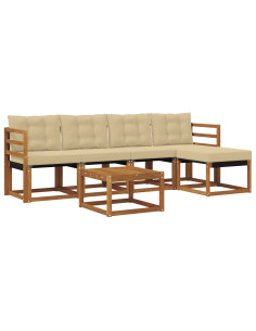 Set di divani con cuscino 6 pcs Naturale e Beige 2