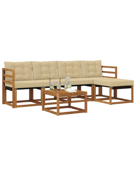 Set di divani con cuscino 6 pcs Naturale e Beige