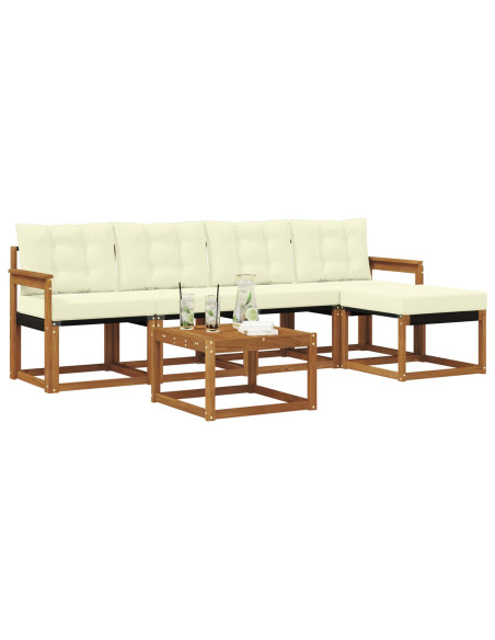 Set di divani con cuscino 6 pcs Naturale e Crema