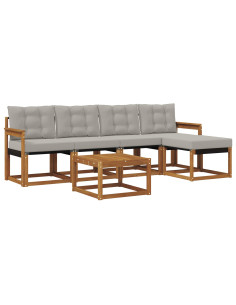 Set di divani con cuscino 6 pcs Grigio Naturale e Chiaro 2