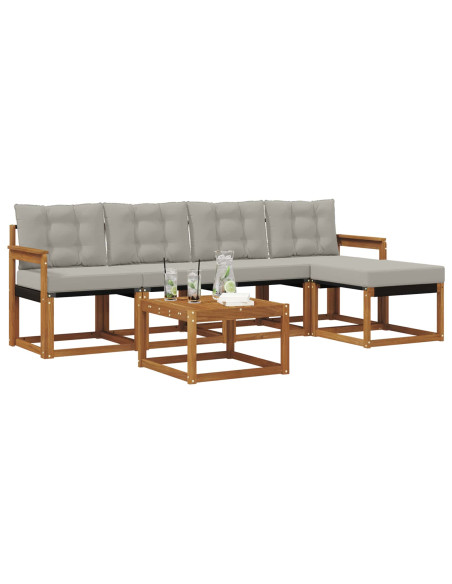 Set di divani con cuscino 6 pcs Grigio Naturale e Chiaro