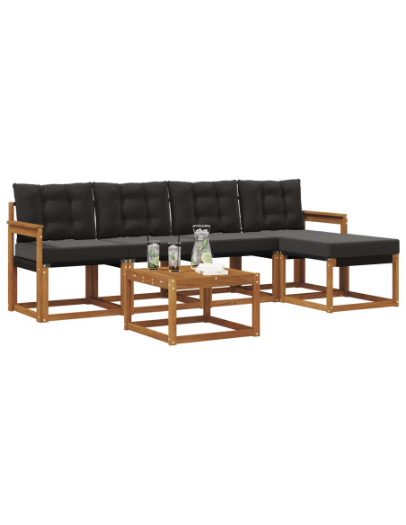 Set di divani con cuscino 6 pcs Naturale e Nero