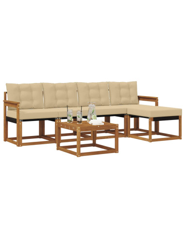 Set di divani con cuscino 6 pcs Naturale e Beige