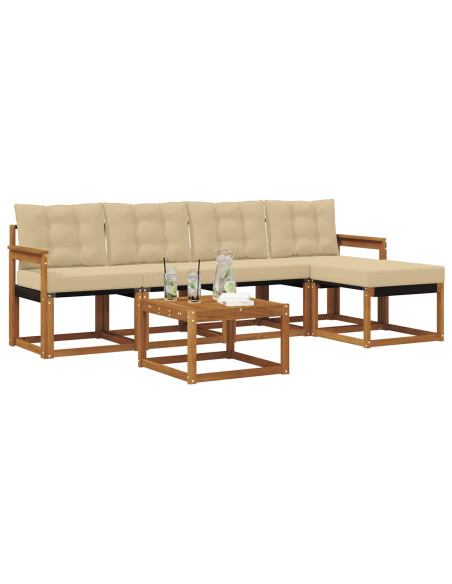 Set di divani con cuscino 6 pcs Naturale e Beige