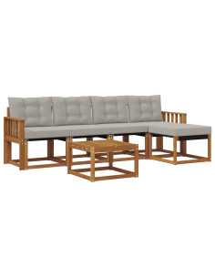 Set di divani con cuscino 6 pcs Grigio Naturale e Chiaro 2