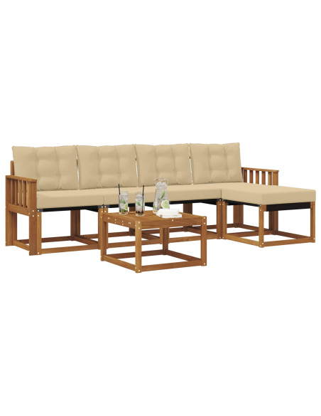 Set di divani con cuscino 6 pcs Naturale e Beige