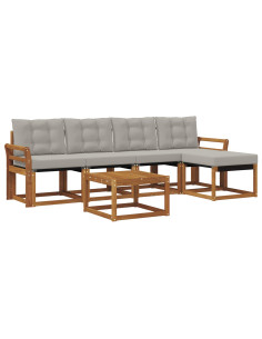 Set di divani con cuscino 6 pcs Grigio Naturale e Chiaro 2