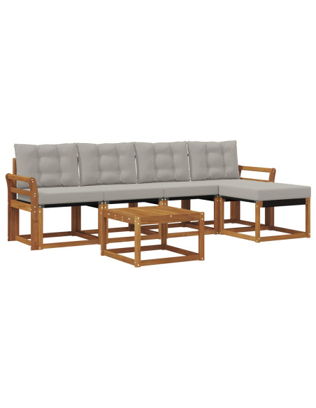 Set di divani con cuscino 6 pcs Grigio Naturale e Chiaro