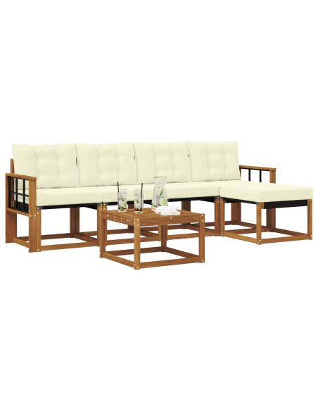 Set di divani con cuscino 6 pcs Naturale e Crema