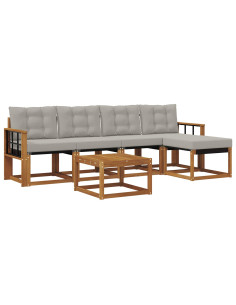 Set di divani con cuscino 6 pcs Grigio Naturale e Chiaro 2