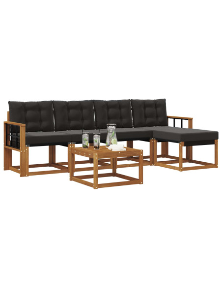 Set di divani con cuscino 6 pcs Naturale e Nero