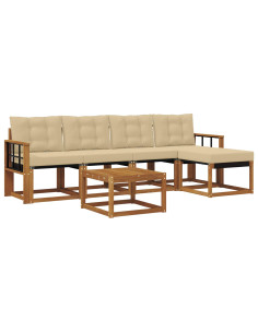 Set di divani con cuscino 6 pcs Naturale e Beige 2