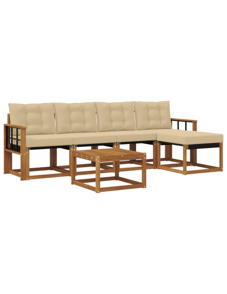 Set di divani con cuscino 6 pcs Naturale e Beige