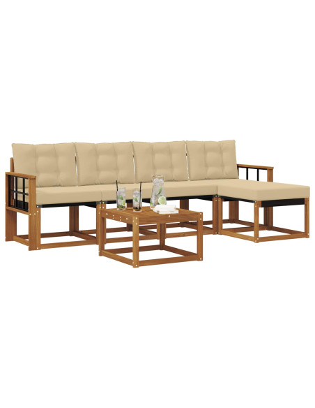 Set di divani con cuscino 6 pcs Naturale e Beige