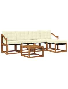 Set di divani con cuscino 6 pcs Naturale e Crema 2