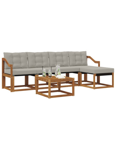 Set di divani con cuscino 6 pcs Grigio Naturale e Chiaro