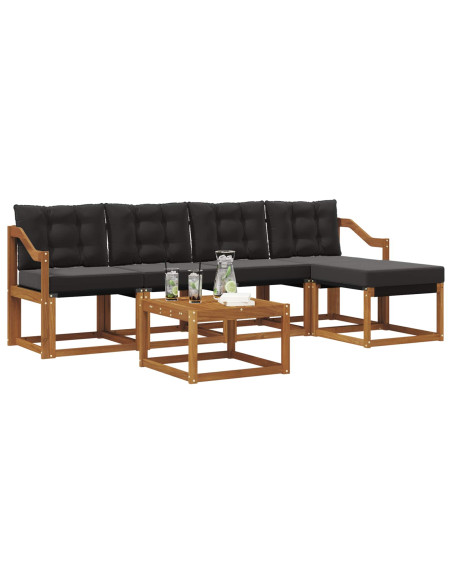 Set di divani con cuscino 6 pcs Naturale e Nero