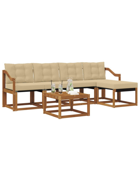 Set di divani con cuscino 6 pcs Naturale e Beige