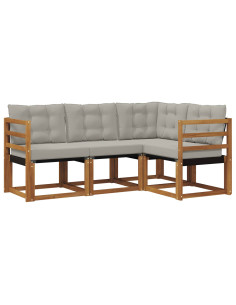 Set di divani con cuscino 4 pcs Grigio Naturale e Chiaro 2