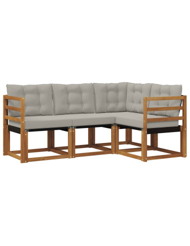 Set di divani con cuscino 4 pcs Grigio Naturale e Chiaro