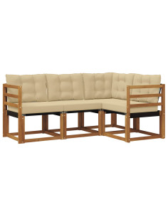 Set di divani con cuscino 4 pcs Naturale e Beige 2