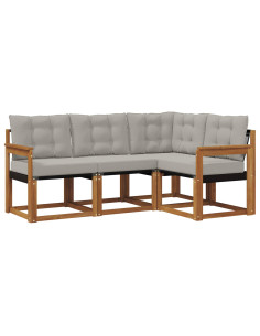 Set di divani con cuscino 4 pcs Grigio Naturale e Chiaro 2