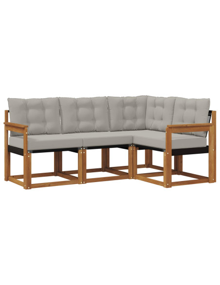 Set di divani con cuscino 4 pcs Grigio Naturale e Chiaro