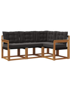 Set di divani con cuscino 4 pcs Naturale e Nero 2