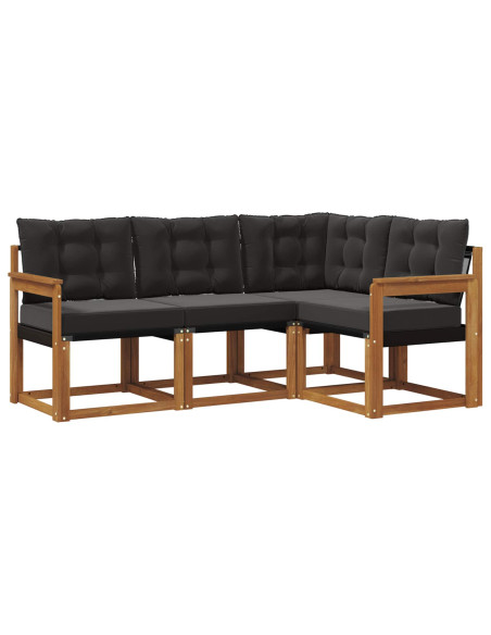 Set di divani con cuscino 4 pcs Naturale e Nero
